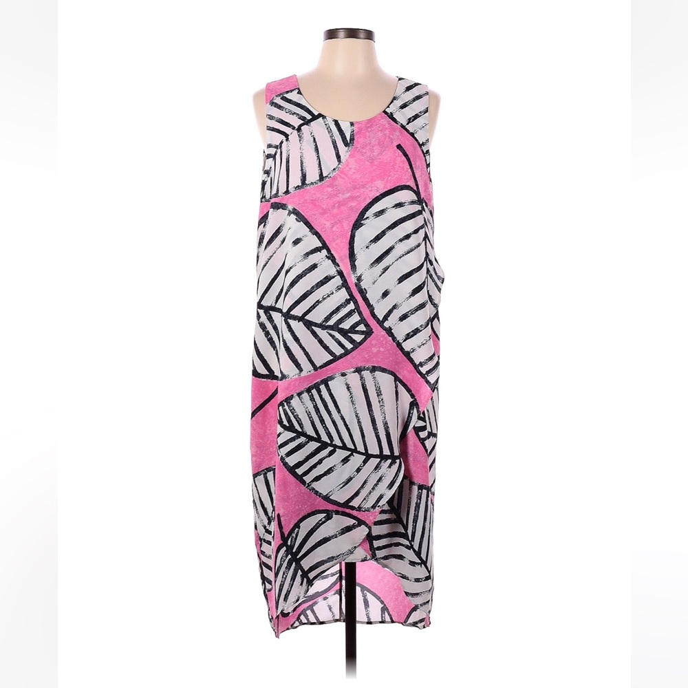 NIC+ZOE Pink and Black Leaf Print Dress